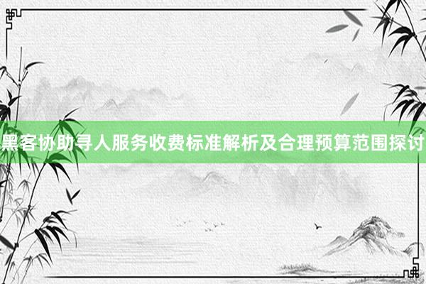 黑客协助寻人服务收费标准解析及合理预算范围探讨