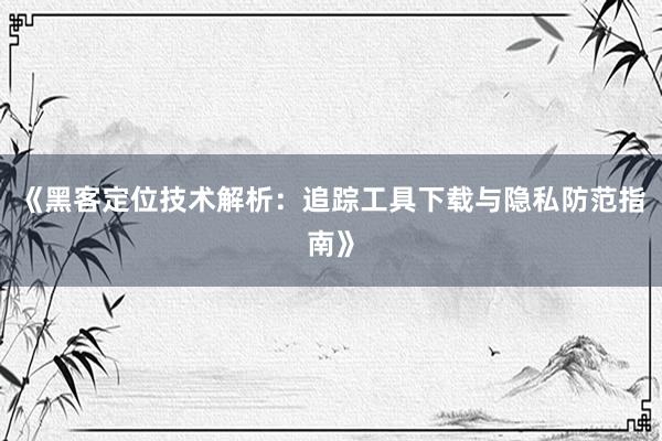 《黑客定位技术解析：追踪工具下载与隐私防范指南》