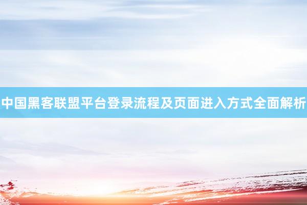 中国黑客联盟平台登录流程及页面进入方式全面解析