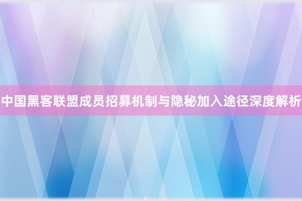 中国黑客联盟成员招募机制与隐秘加入途径深度解析