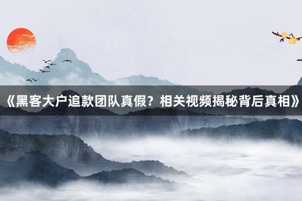 《黑客大户追款团队真假？相关视频揭秘背后真相》